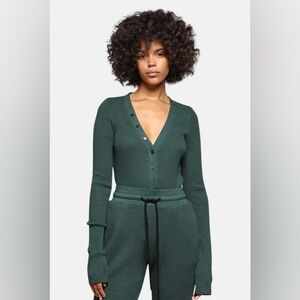 The Range green v neck bodysuit size S